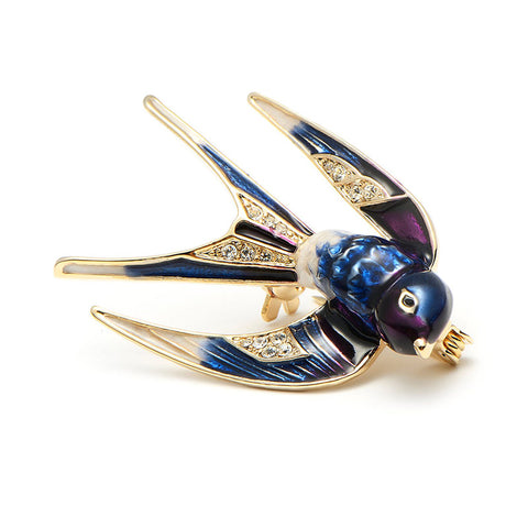 Enamel Swallow Brooch - Glam Up Accessories