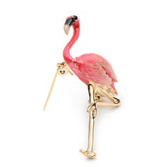 Enamel Flamingo Bird Brooch