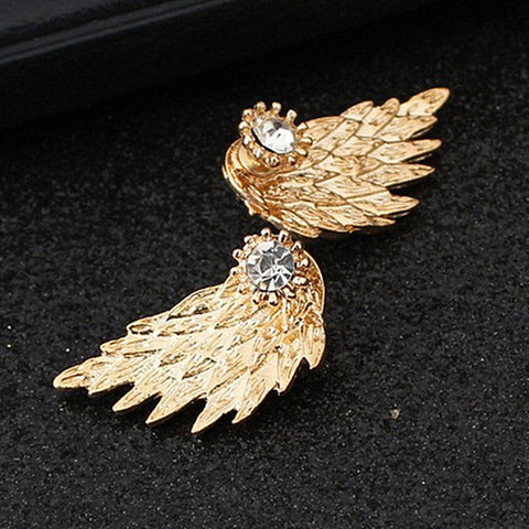 Angel Wings Crystal Stud Earrings - Glam Up Accessories