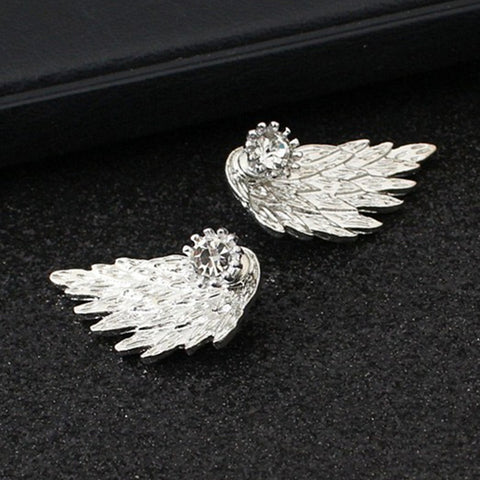 Angel Wings Crystal Stud Earrings - Glam Up Accessories