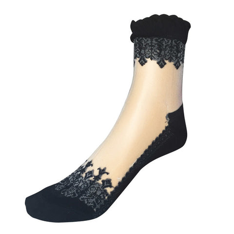 Soft Sheer Lace Ruffle Ankle Socks - Glam Up Accessories