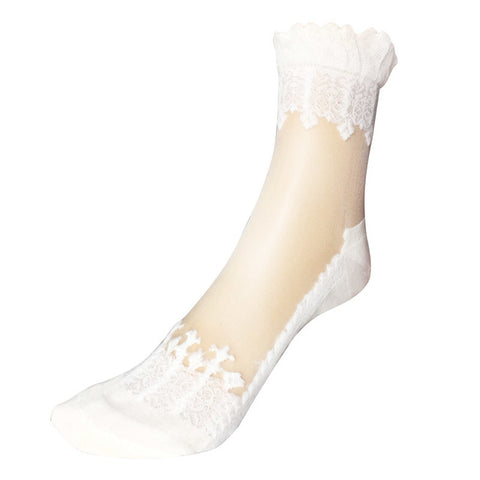 Soft Sheer Lace Ruffle Ankle Socks - Glam Up Accessories