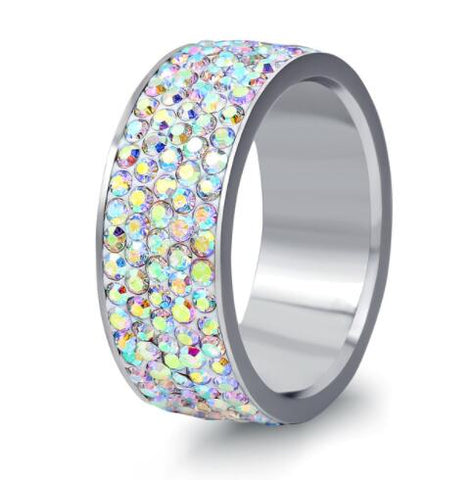 Crystal Lined Stainless Steel Ring - Glam Up Accessories