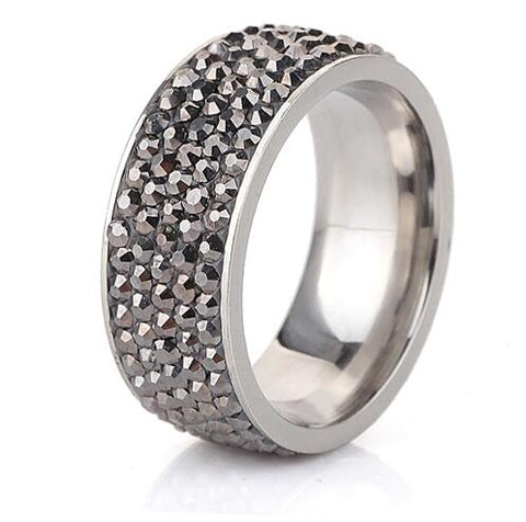 Crystal Lined Stainless Steel Ring - Glam Up Accessories