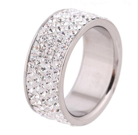 Crystal Lined Stainless Steel Ring - Glam Up Accessories