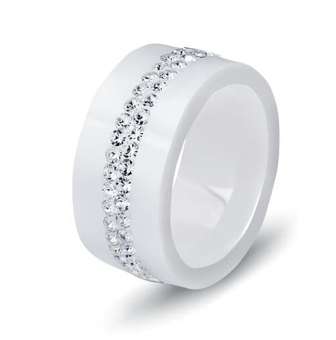 Trendy Split Crystal Ceramic Ring - Glam Up Accessories