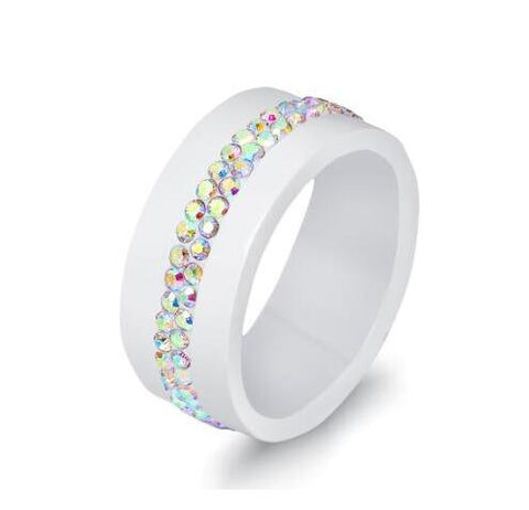 Trendy Split Crystal Ceramic Ring - Glam Up Accessories