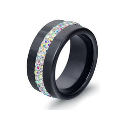 Trendy Split Crystal Ceramic Ring - Glam Up Accessories
