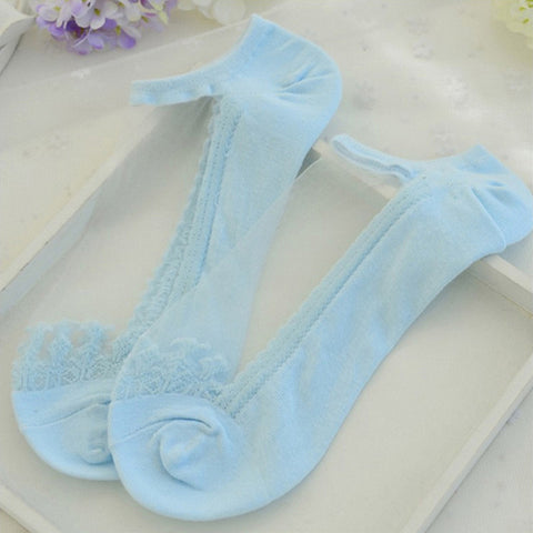 Soft Sheer Lace Ruffle Ankle Socks - Glam Up Accessories