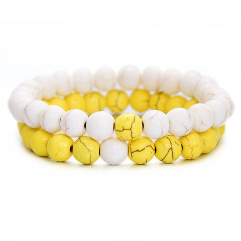 2Pcs Natural Stone Yin Yang Beaded Bracelet - Glam Up Accessories