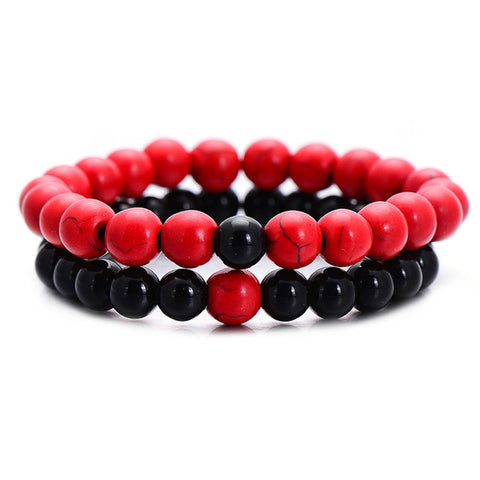 2Pcs Natural Stone Yin Yang Beaded Bracelet - Glam Up Accessories