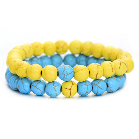 2Pcs Natural Stone Yin Yang Beaded Bracelet - Glam Up Accessories