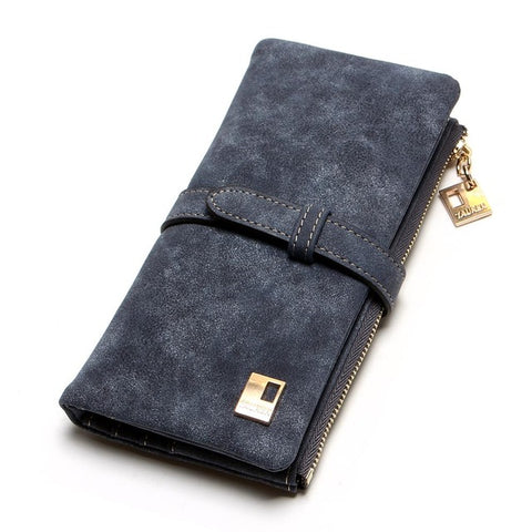 Drawstring Faux Leather Zipper Wallet - Glam Up Accessories