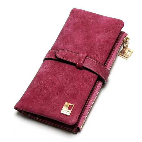 Drawstring Faux Leather Zipper Wallet - Glam Up Accessories