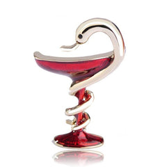 Snake & Cup Enamel Brooch - Glam Up Accessories