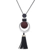 Image of Long Wood Bead Tassel Pendant Necklace - Glam Up Accessories