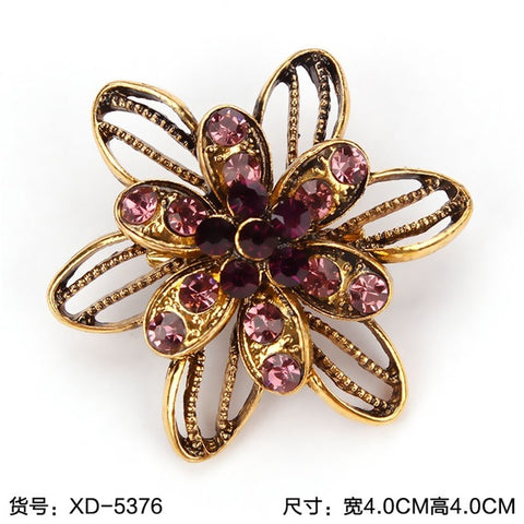 Vintage Rhinestones Flower Brooch - Glam Up Accessories