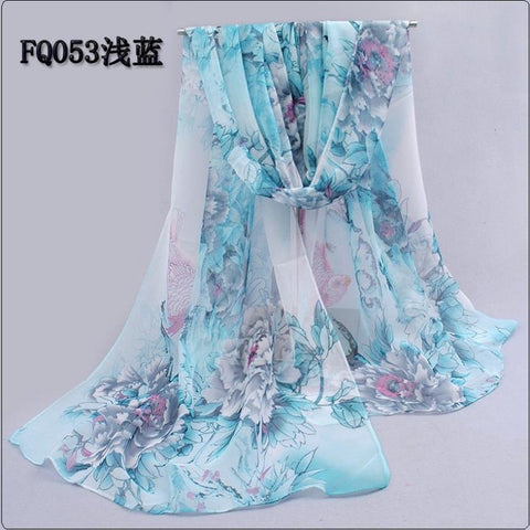 Long Chiffon Floral Scarf - Glam Up Accessories