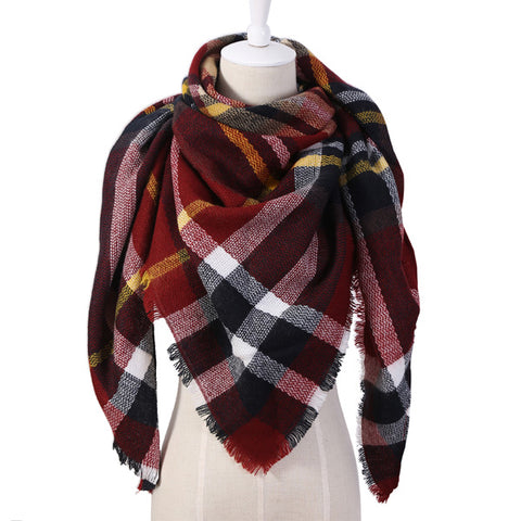 2018 Winter Triangle Scarf For Women Brand Designer Shawl Cashmere Plaid Scarves Blanket Wholesale Dropshipping OL082 - Glam Up Accessories