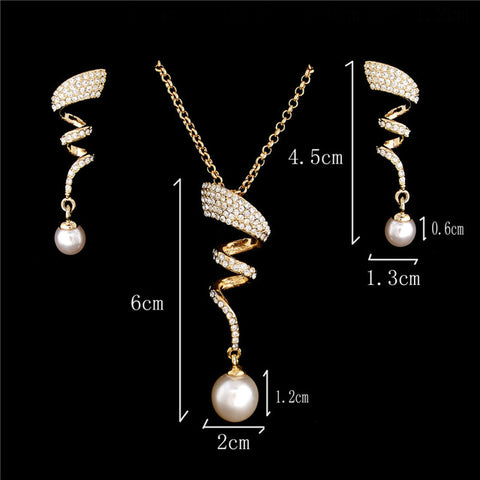 Elegant Simulated Pearl Necklace & Earrings Set - Glam Up Accessories