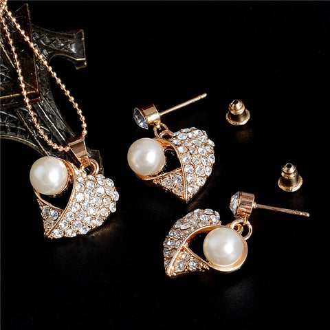 Elegant Simulated Pearl Necklace & Earrings Set - Glam Up Accessories