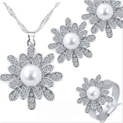 Elegant Simulated Pearl Necklace & Earrings Set - Glam Up Accessories