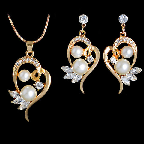 Elegant Simulated Pearl Necklace & Earrings Set - Glam Up Accessories