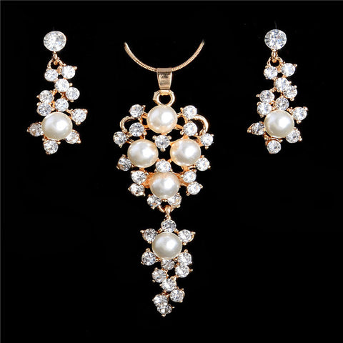 Elegant Simulated Pearl Necklace & Earrings Set - Glam Up Accessories