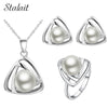 Image of Simulated Pearl Necklace, Earrings & Ring Set - Glam Up Accessories