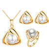 Image of Simulated Pearl Necklace, Earrings & Ring Set - Glam Up Accessories