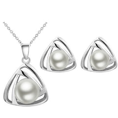 Simulated Pearl Necklace, Earrings & Ring Set