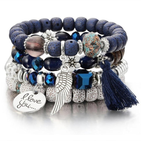 Vintage Natural Crystal Charm Bead Bracelets