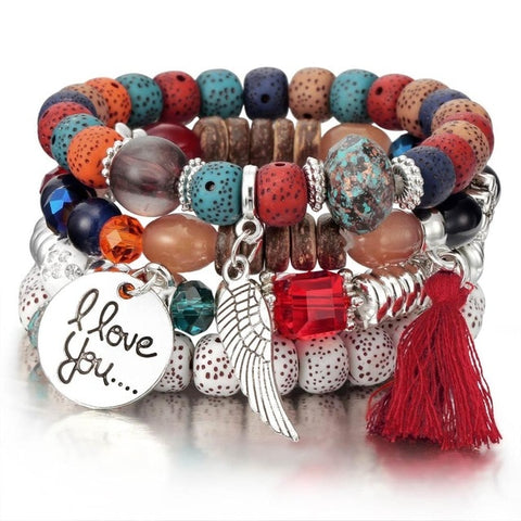 Vintage Natural Crystal Charm Bead Bracelets