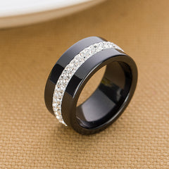 Trendy Split Crystal Ceramic Ring