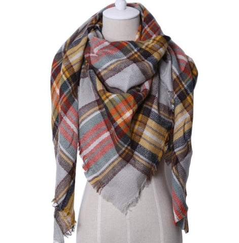 2018 Winter Triangle Scarf For Women Brand Designer Shawl Cashmere Plaid Scarves Blanket Wholesale Dropshipping OL082 - Glam Up Accessories