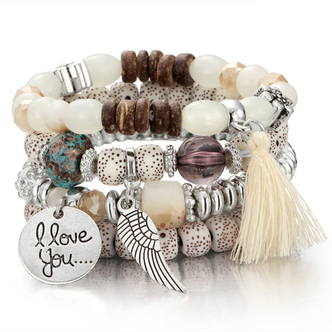 Vintage Natural Crystal Charm Bead Bracelets