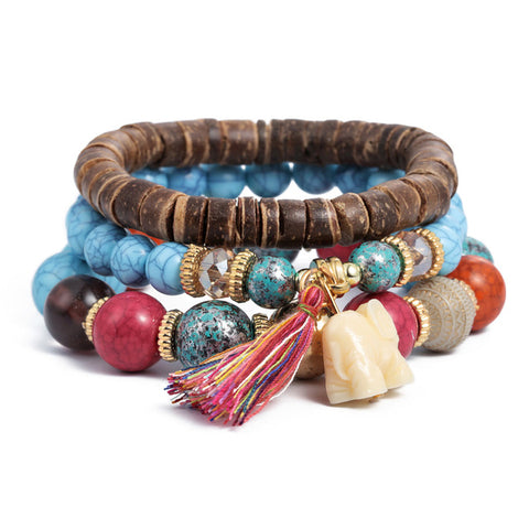 Vintage Natural Crystal Charm Bead Bracelets