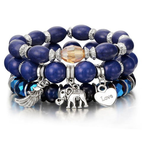 Vintage Natural Crystal Charm Bead Bracelets