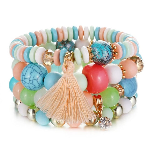 Vintage Natural Crystal Charm Bead Bracelets