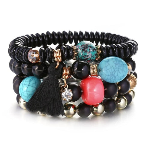 Vintage Natural Crystal Charm Bead Bracelets