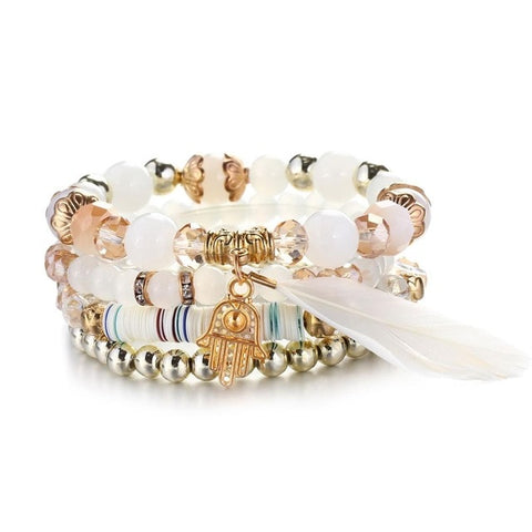 Vintage Natural Crystal Charm Bead Bracelets